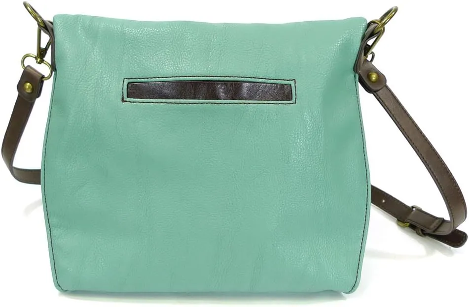 Chala Charming Teal Crossbody Bag With Flap Top and Zipper or Shoulder Handbag
