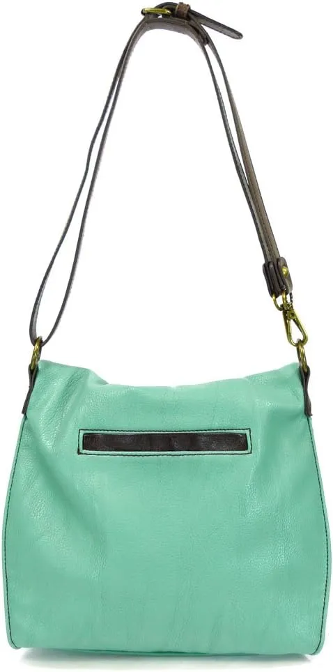 Chala Charming Teal Crossbody Bag With Flap Top and Zipper or Shoulder Handbag