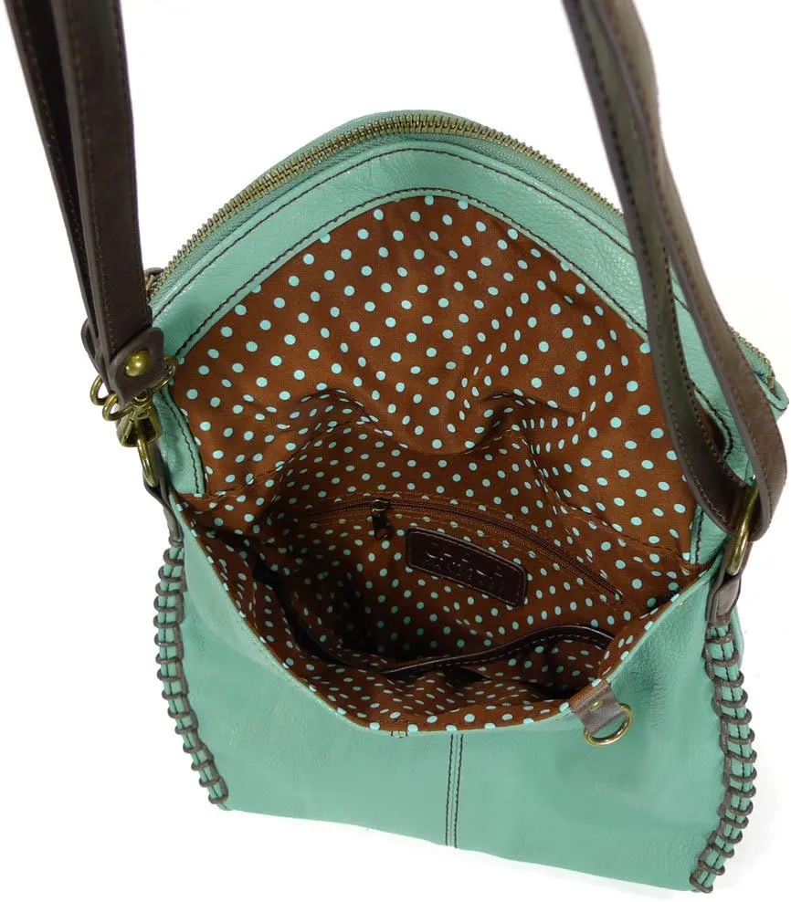 Chala Charming Teal Crossbody Bag With Flap Top and Zipper or Shoulder Handbag