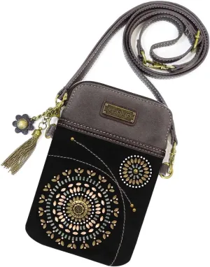 CHALA Crossbody Cell Phone Purse | Women's Wristlet Handbags with Adjustable Strap (Starburst - Black)