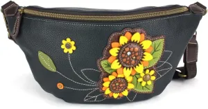 CHALA Fanny Pack Women RFID Protected Sling Purse and Waist Bag with Two Adjustable Straps - Sunflower Group - navy