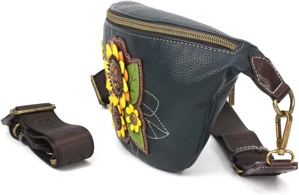 CHALA Fanny Pack Women RFID Protected Sling Purse and Waist Bag with Two Adjustable Straps - Sunflower Group - navy