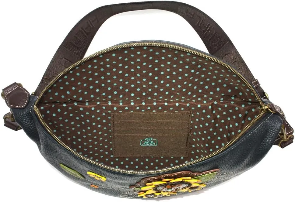 CHALA Fanny Pack Women RFID Protected Sling Purse and Waist Bag with Two Adjustable Straps - Sunflower Group - navy