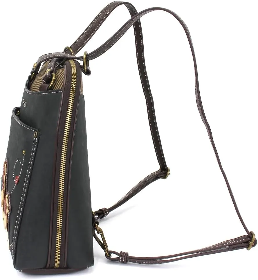 Chala Group Handbags Multi-Color Convertible Mini Backpack Purse (870) (Black_ Horse Family)
