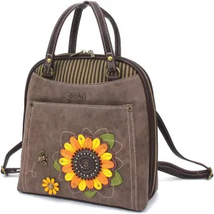Chala Group Handbags Sunflower Convertible Backpack Purse Flower Lover, Stone Gray, 10.5 x 4