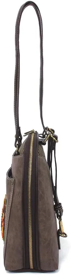 Chala Group Handbags Sunflower Convertible Backpack Purse Flower Lover, Stone Gray, 10.5 x 4