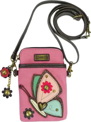 Chala Guava Butterfly Cellphone Crossbody Handbag - Convertible Strap Butterfly Collectors