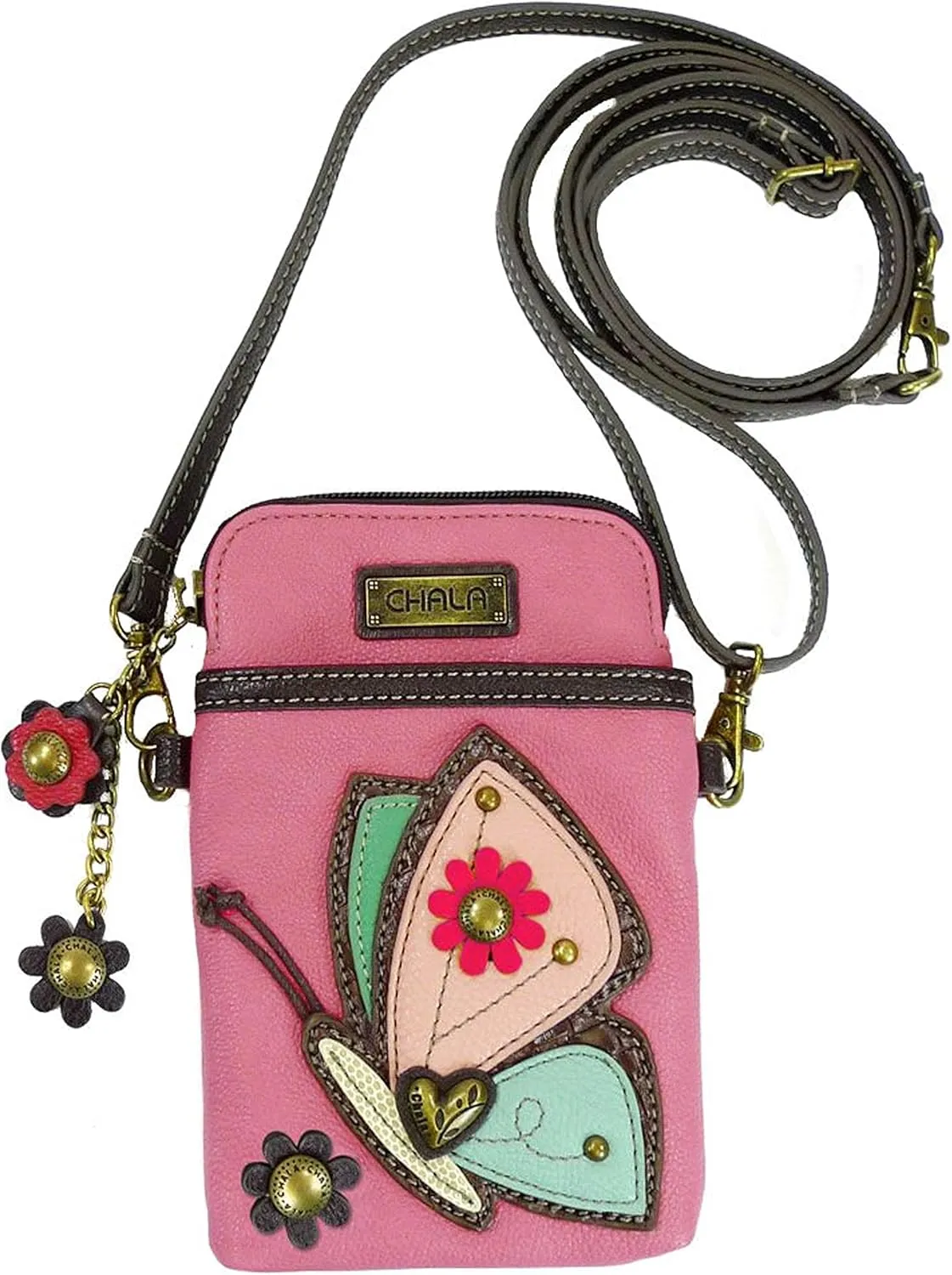 Chala Guava Butterfly Cellphone Crossbody Handbag - Convertible Strap Butterfly Collectors