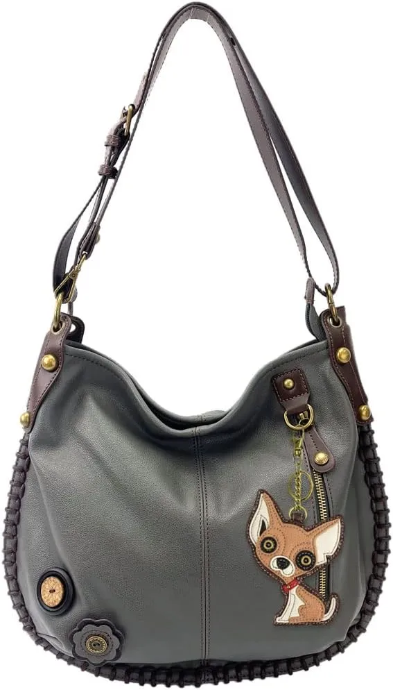 CHALA Handbag Charming Cross-body or Shoulder Convertible Large Hobo Bag - Grey
