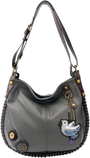 CHALA Handbag Charming Cross-body or Shoulder Convertible Large Hobo Bag - Grey