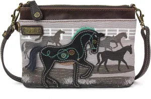 Chala Handbags Safari Cellphone Crossbody Handbag - Convertible Strap (Mini Crossbody -Grey Horse)