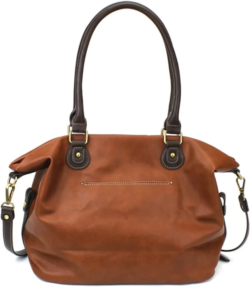 CHALA Laser Cut Crossbody Shoulder bag Tote Bag Faux Leather Brown