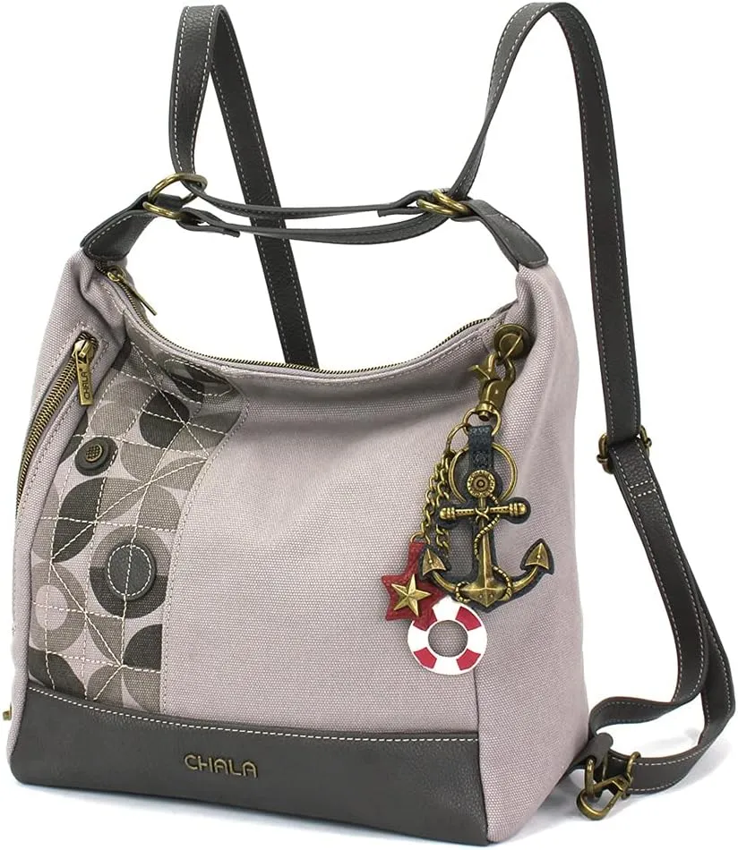 CHALA Retro Convertible Purse - Crossbody, Backpack, and Shoulder Purse - Gray