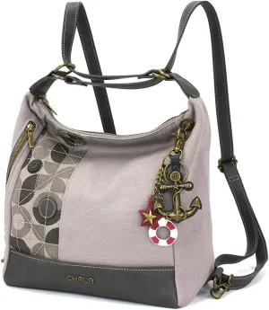 CHALA Retro Convertible Purse - Crossbody, Backpack, and Shoulder Purse - Gray