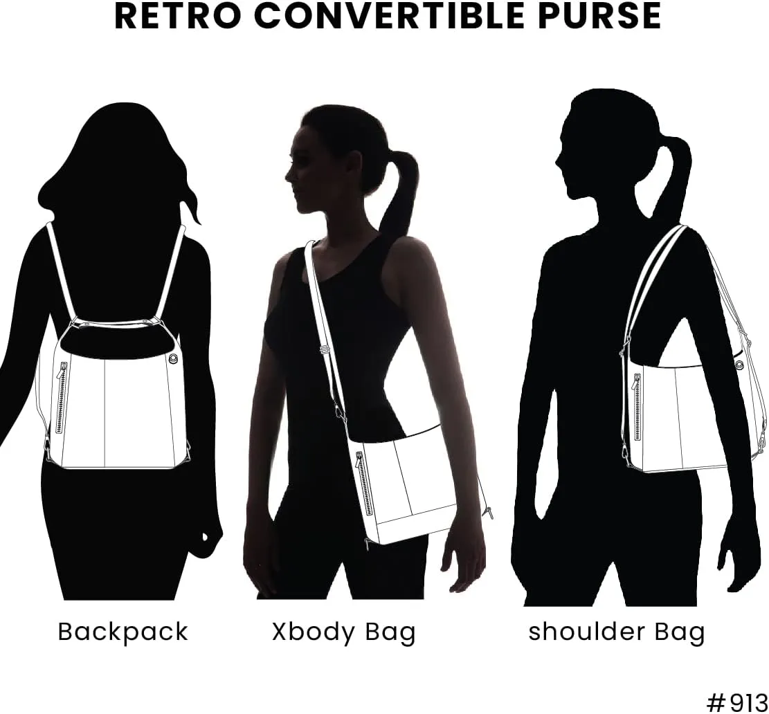 CHALA Retro Convertible Purse - Crossbody, Backpack, and Shoulder Purse - Gray