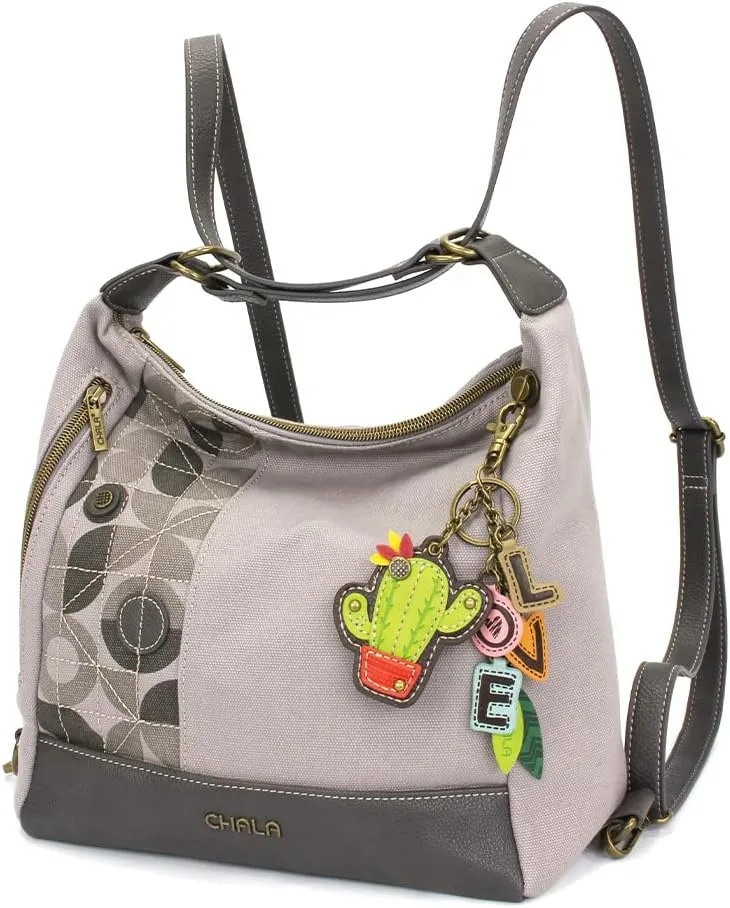 CHALA Retro Convertible Purse - Crossbody, Backpack, and Shoulder Purse - Gray