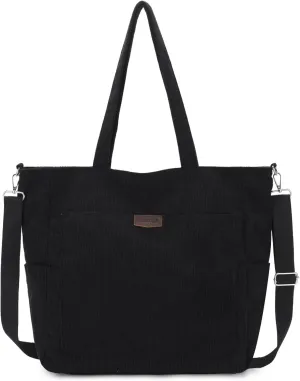 Chase Chic Corduroy Tote Bag for Women, Large Lightweight Shoulder Work Tote Crossbody Handbag for Girls