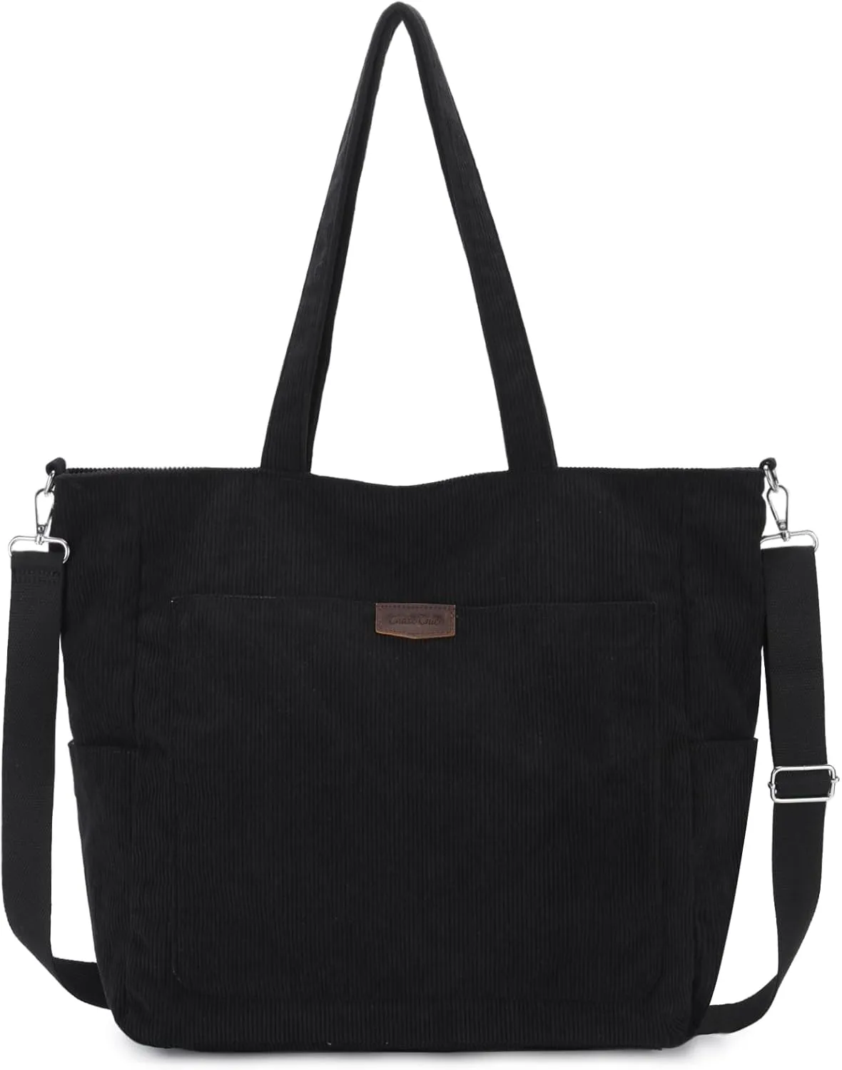 Chase Chic Corduroy Tote Bag for Women, Large Lightweight Shoulder Work Tote Crossbody Handbag for Girls