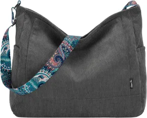 Chase Chic Corduroy Tote Bag for Women, Large Messenger Bag Crossbody Hobo Bag Convertible Shoulder Handbag for Work