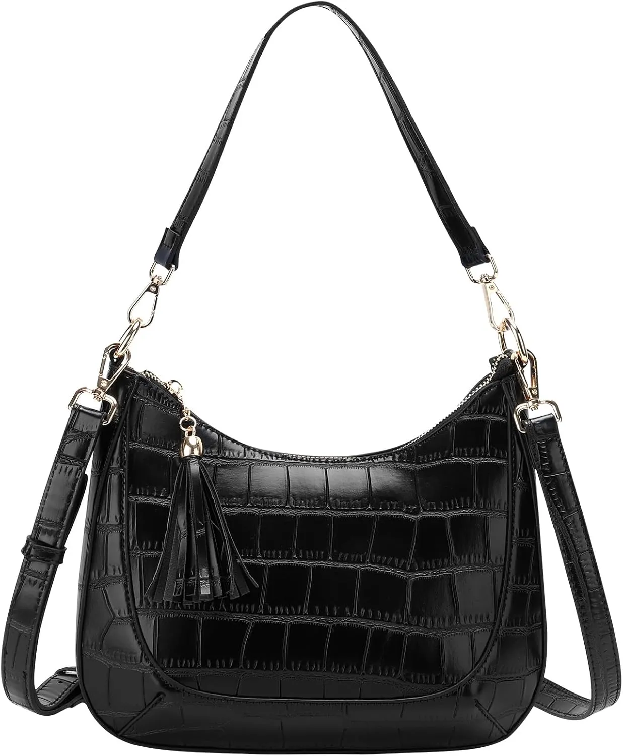 Chase Chic Crossbody Purse for Women, Small Vegan Leather Shoulder Bag Ladies Crescent Handbags with Detachable Strap