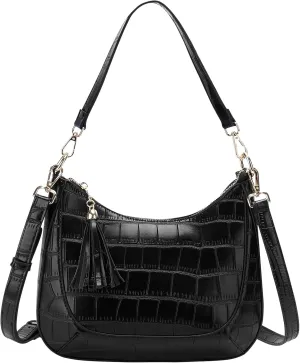 Chase Chic Crossbody Purse for Women, Small Vegan Leather Shoulder Bag Ladies Crescent Handbags with Detachable Strap