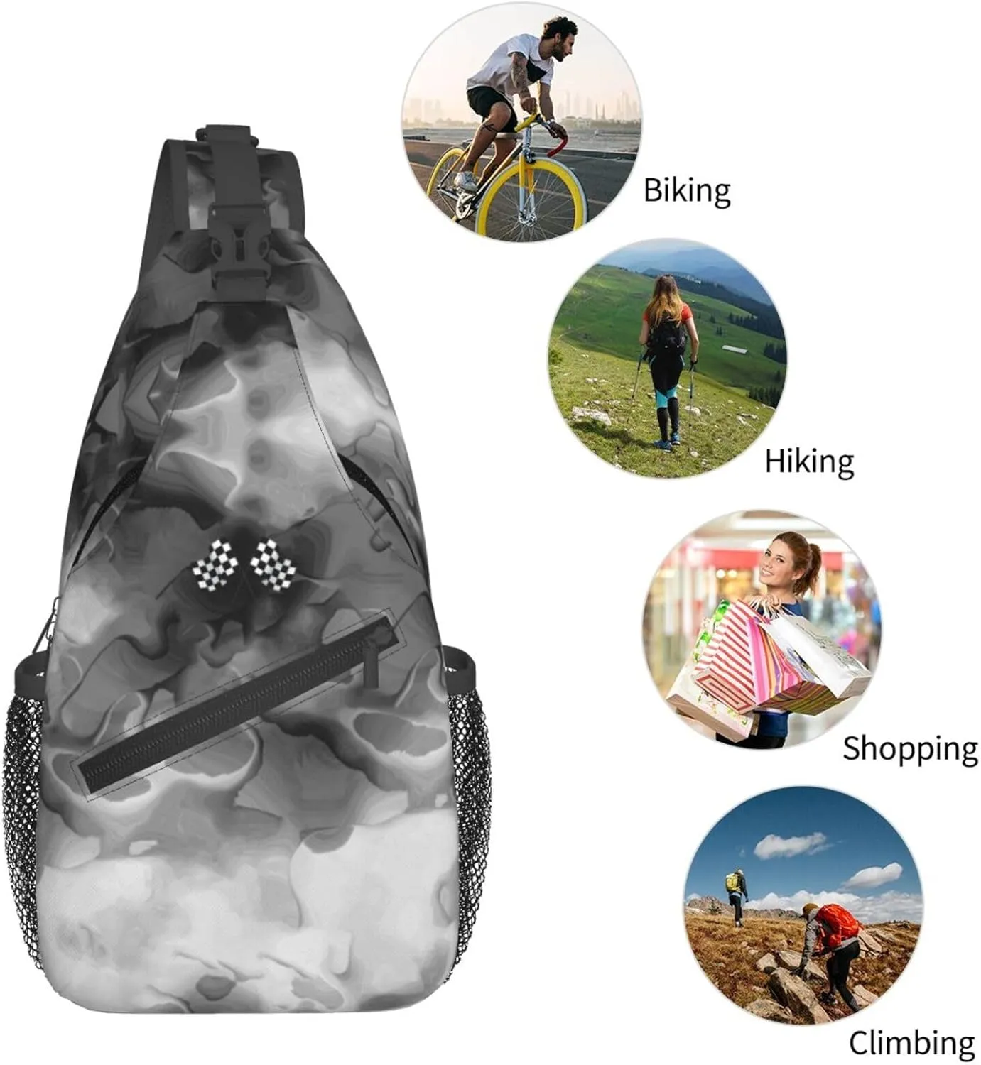 Checkered Flags Race Car Flag Sling Bag Crossbody Backpack Shoulder Casual Daypack Bag for Men Women