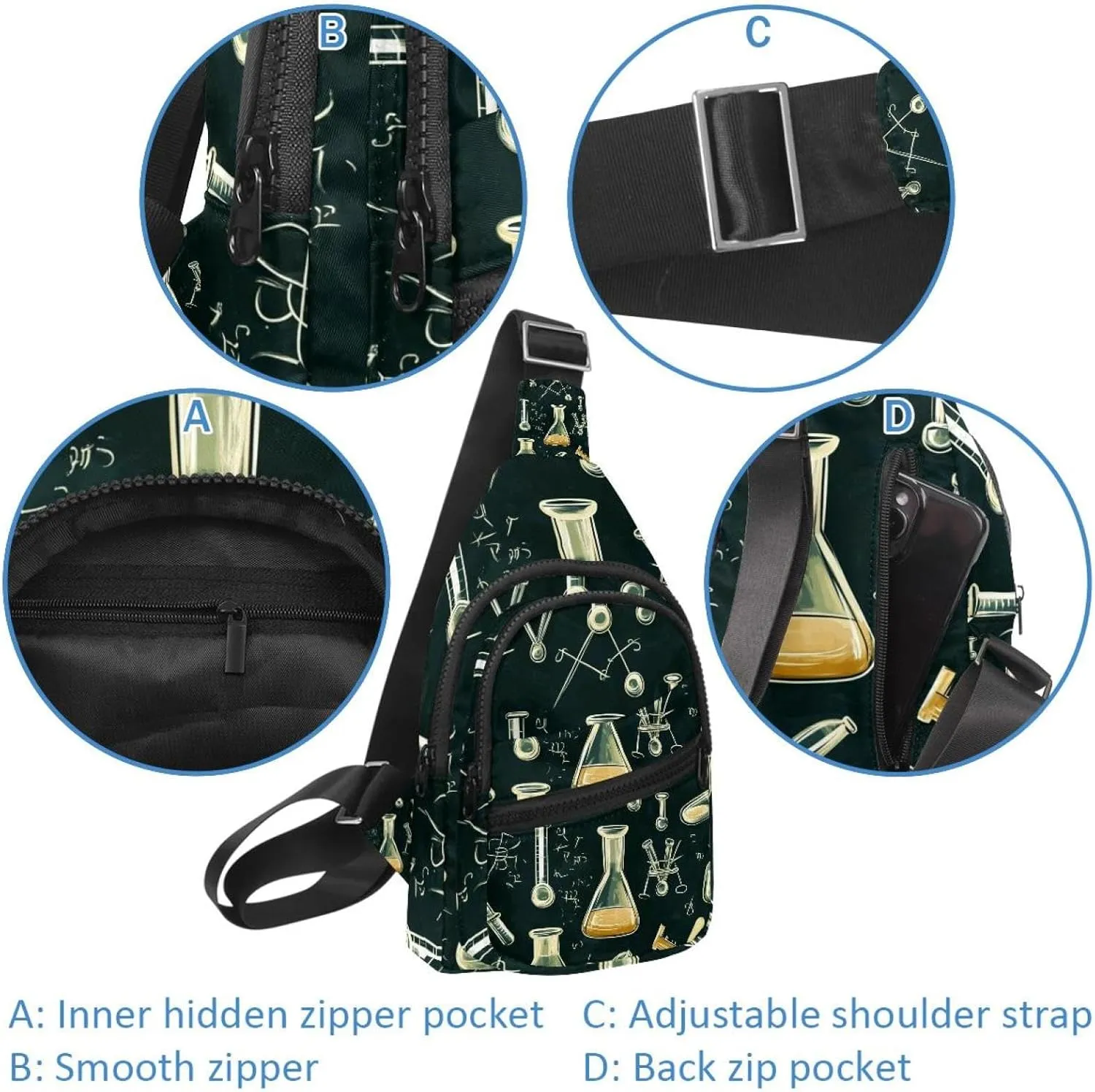 _Chemistry laboratory (3) Sling Backpack, Adjustable Crossbody Shoulder Bag Travel Hiking Daypack