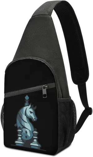 Chess King Queen Knight Sling Bag Crossbody Backpack Travel Chest Bag Hiking Daypack