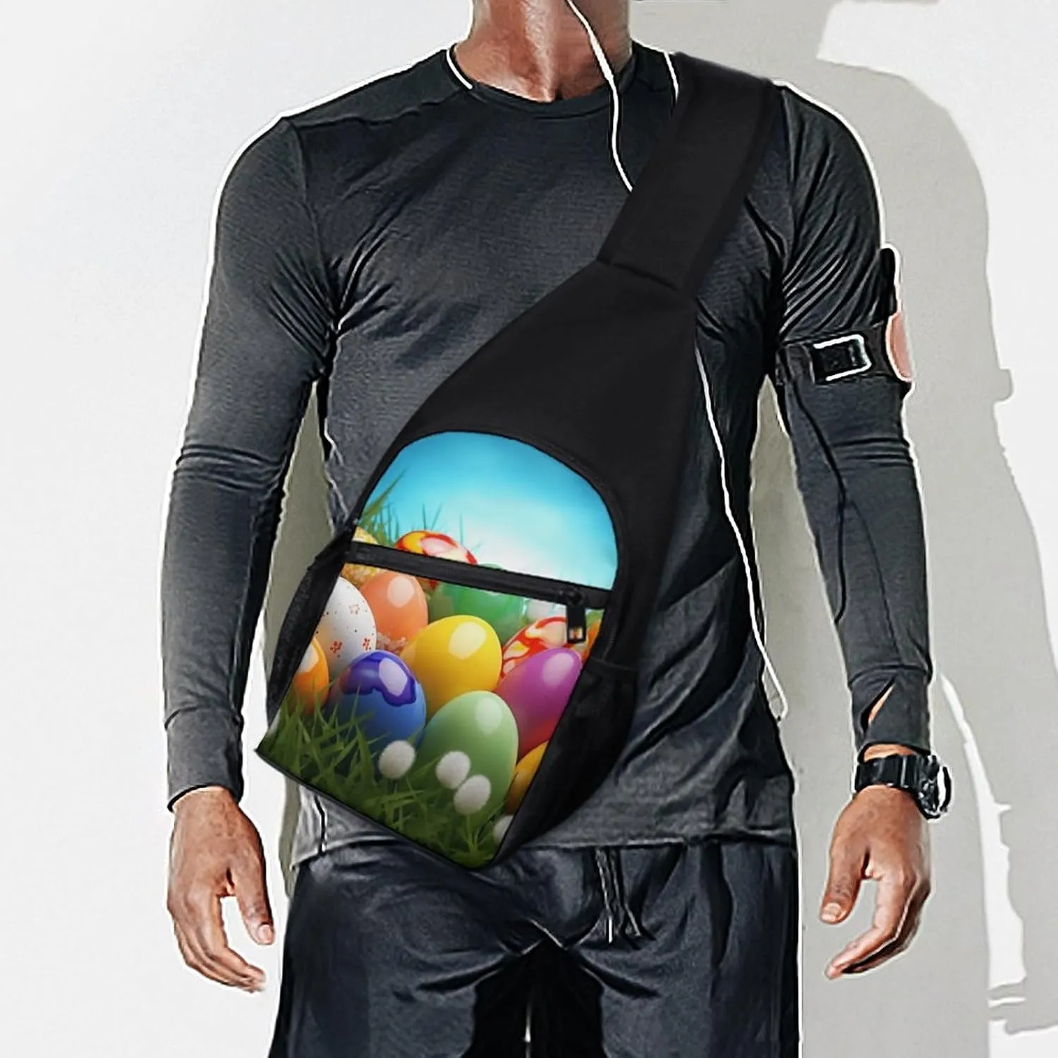 Chest Bag Sling Bag for Men Women Colorful Eggs Sport Sling Backpack Lightweight Shoulder Bag for Travel