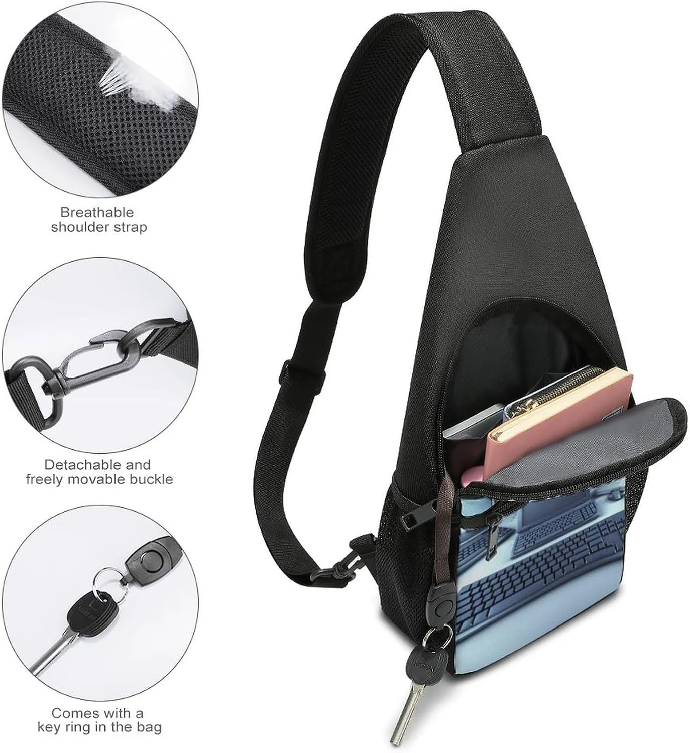 Chest Bag Sling Bag for Men Women Computers And Internet Sport Sling Backpack Lightweight Shoulder Bag for Travel