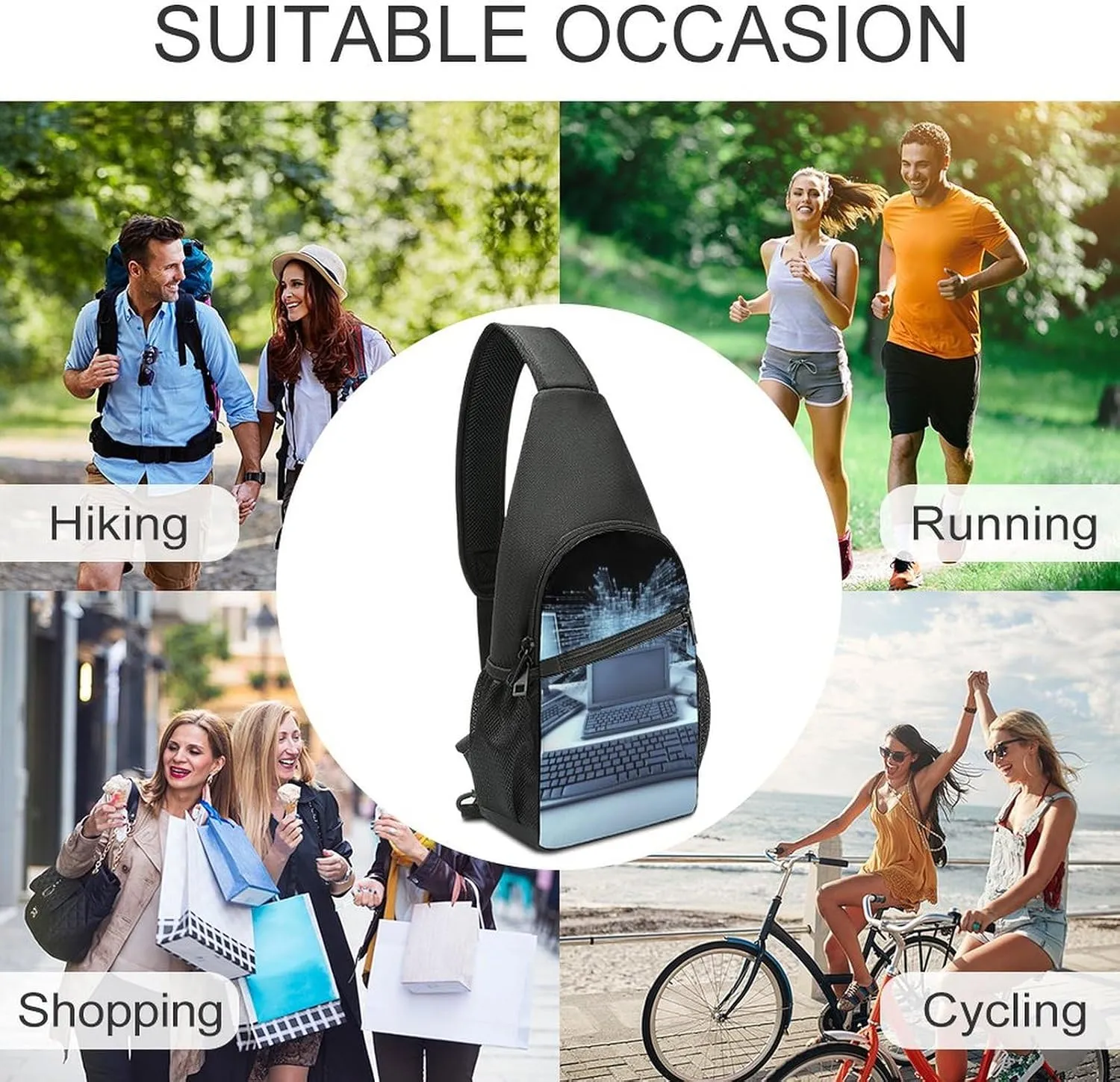 Chest Bag Sling Bag for Men Women Computers And Internet Sport Sling Backpack Lightweight Shoulder Bag for Travel