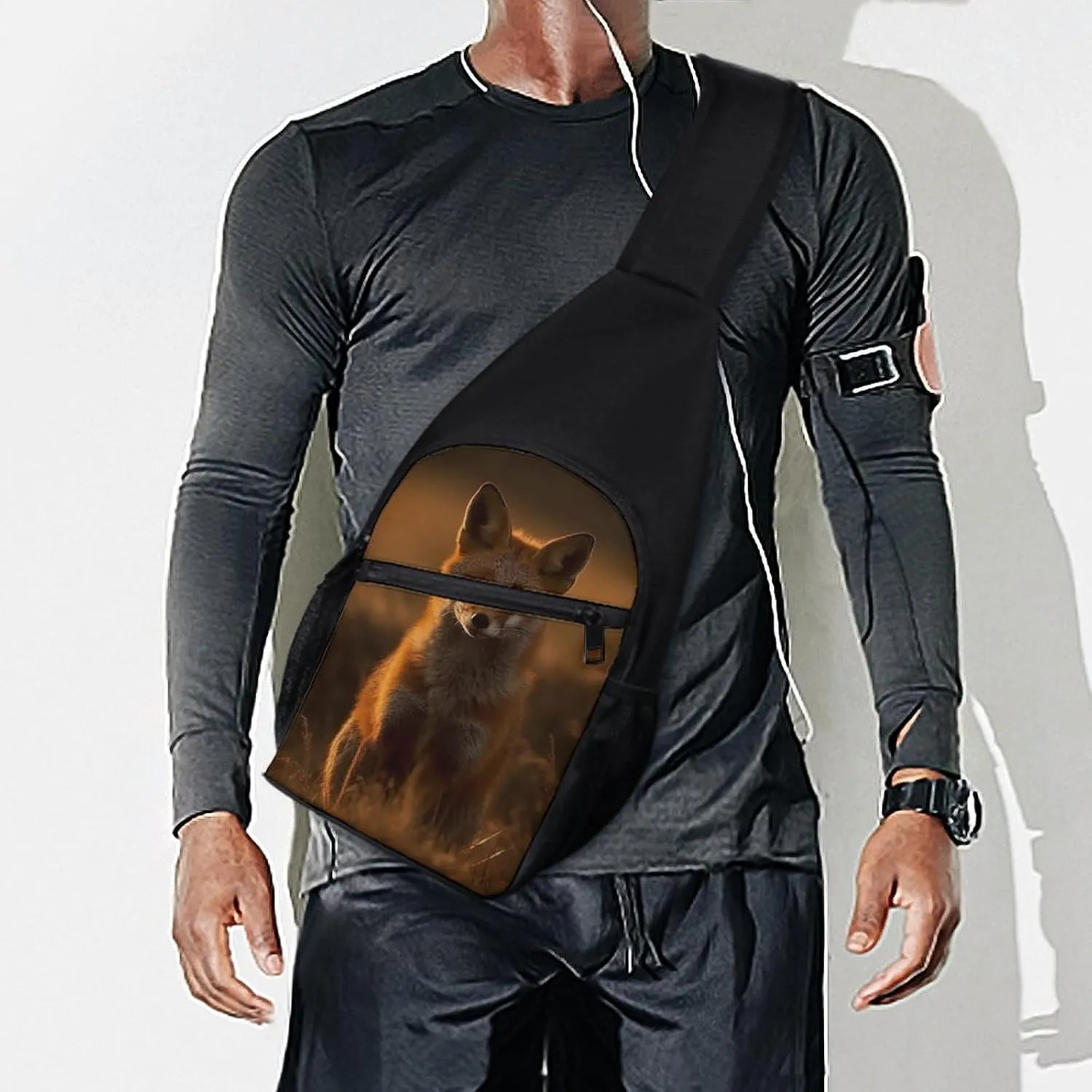 Chest Bag Sling Bag for Men Women Fox at Sunset Sport Sling Backpack Lightweight Shoulder Bag for Travel