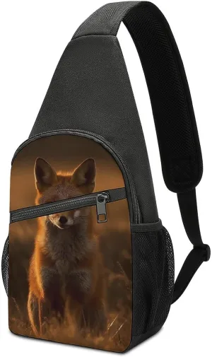 Chest Bag Sling Bag for Men Women Fox at Sunset Sport Sling Backpack Lightweight Shoulder Bag for Travel