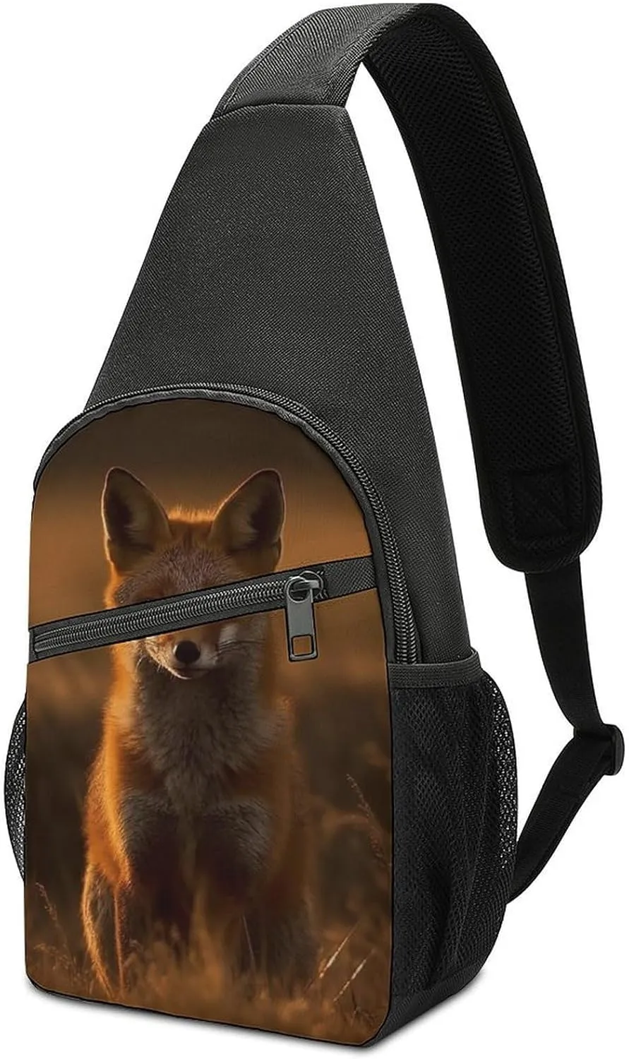 Chest Bag Sling Bag for Men Women Fox at Sunset Sport Sling Backpack Lightweight Shoulder Bag for Travel