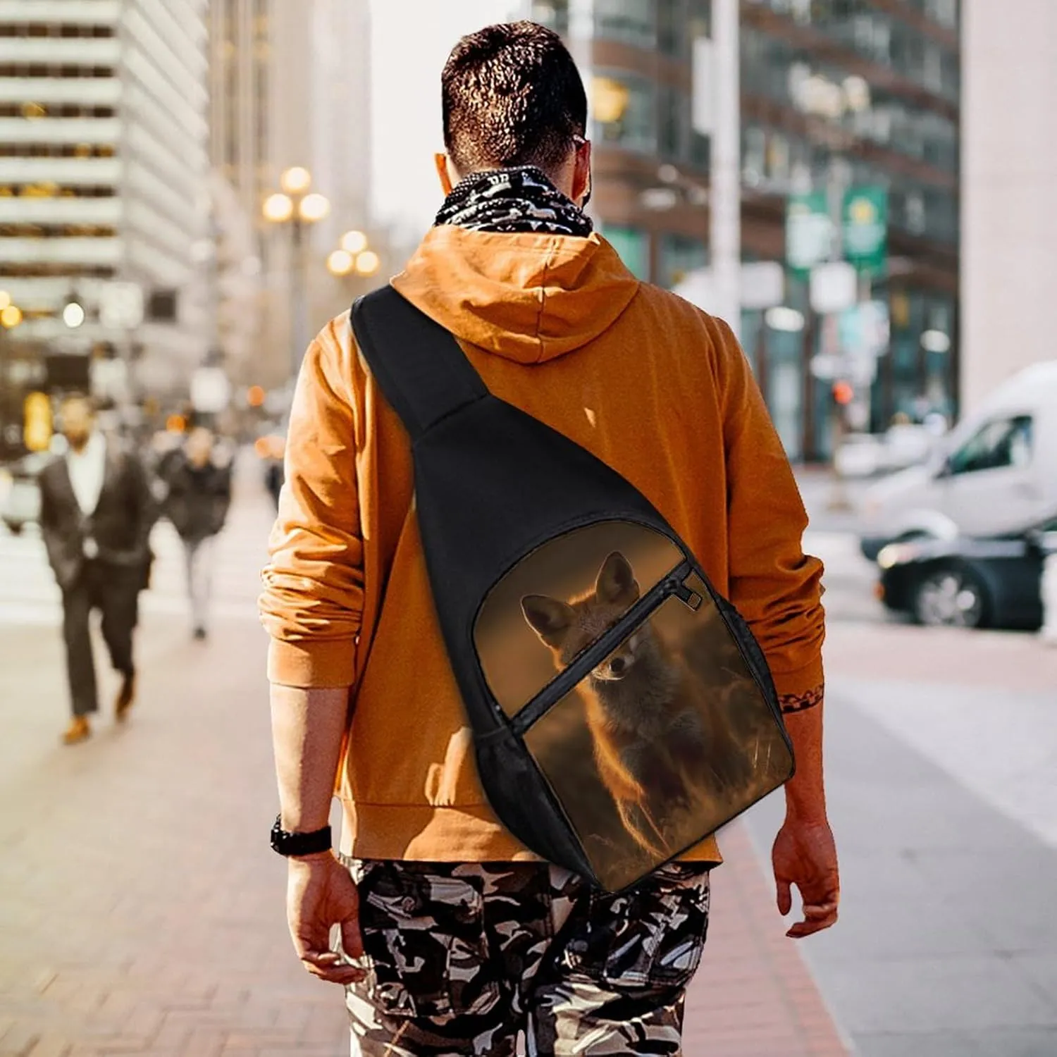 Chest Bag Sling Bag for Men Women Fox at Sunset Sport Sling Backpack Lightweight Shoulder Bag for Travel