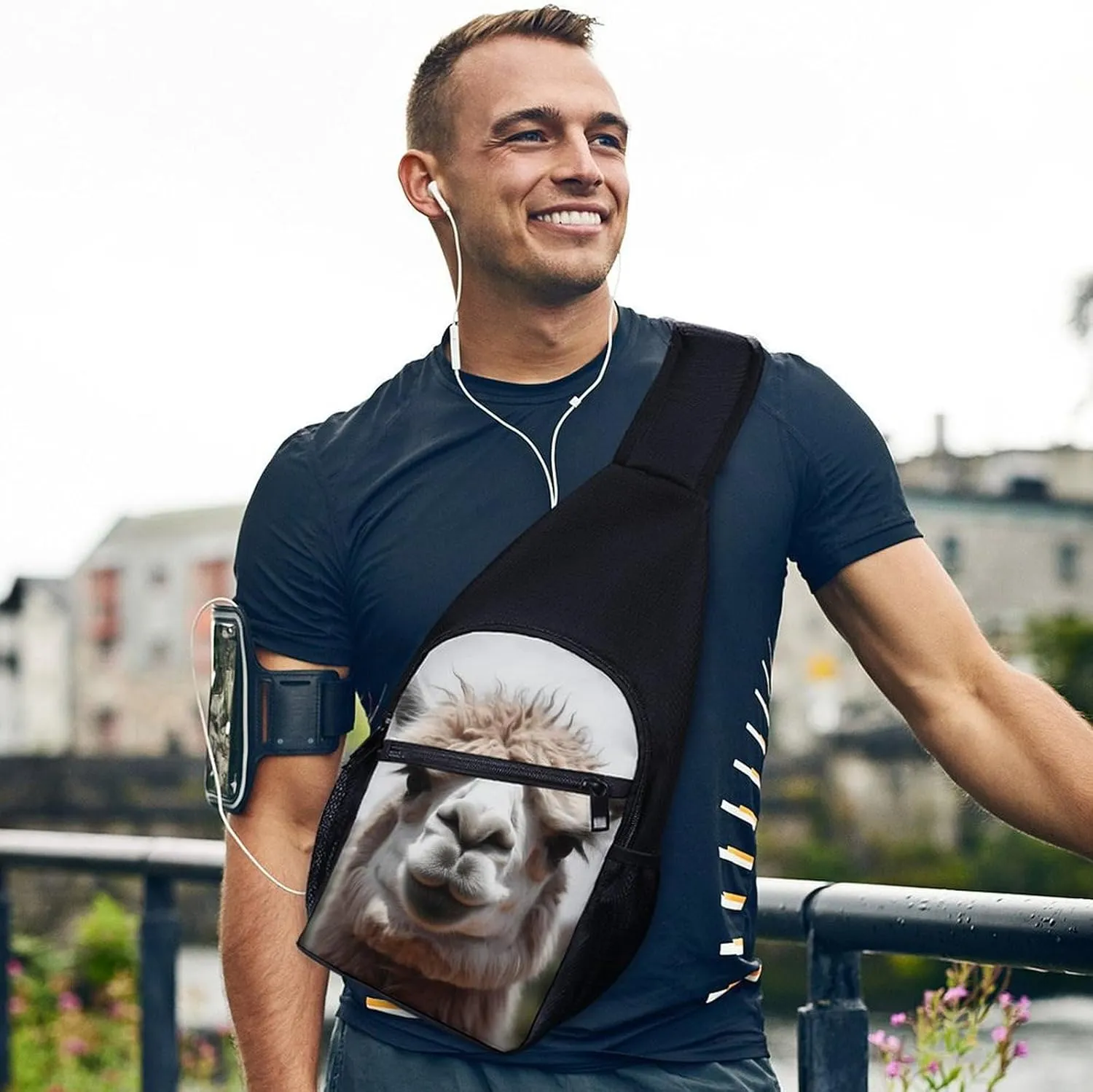 Chest Bag Sling Bag for Men Women Funny Alpaca Llama Sport Sling Backpack Lightweight Shoulder Bag for Travel