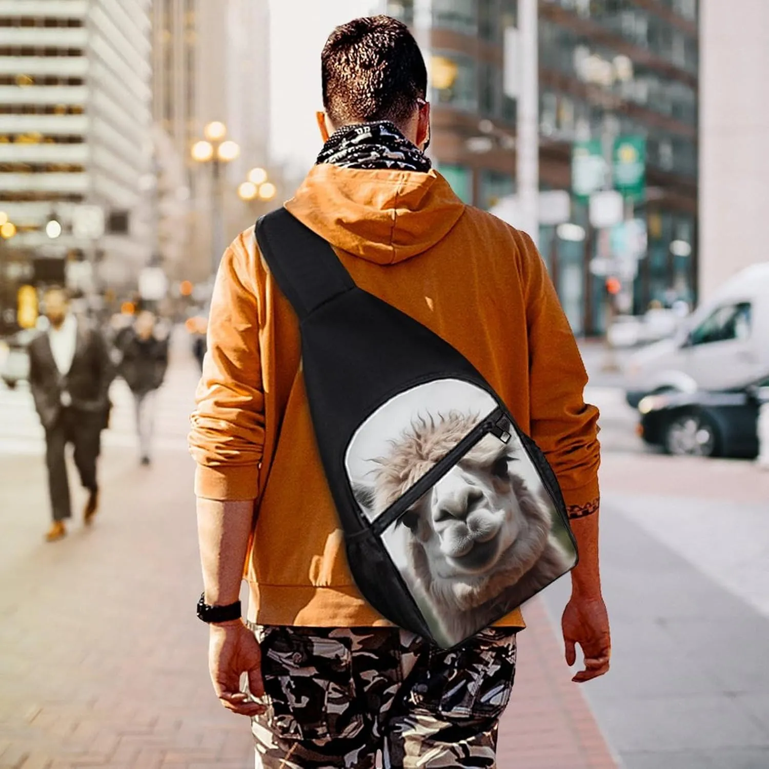 Chest Bag Sling Bag for Men Women Funny Alpaca Llama Sport Sling Backpack Lightweight Shoulder Bag for Travel