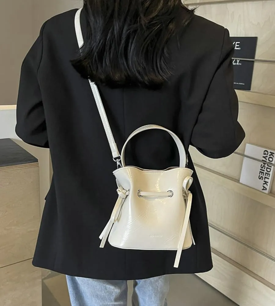 Chic Bucket Purses for Women Small PU Leather Tote Bag 2pcs Shoulder Crossbody Bag Cute Y2K Handbags Satchel