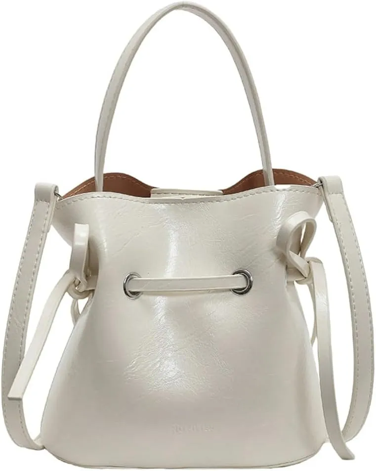 Chic Bucket Purses for Women Small PU Leather Tote Bag 2pcs Shoulder Crossbody Bag Cute Y2K Handbags Satchel