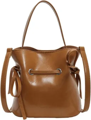 Chic Bucket Purses for Women Small PU Leather Tote Bag 2pcs Shoulder Crossbody Bag Cute Y2K Handbags Satchel