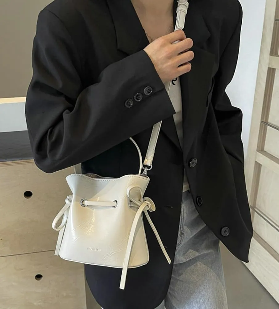 Chic Bucket Purses for Women Small PU Leather Tote Bag 2pcs Shoulder Crossbody Bag Cute Y2K Handbags Satchel
