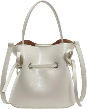 Chic Bucket Purses for Women Small PU Leather Tote Bag 2pcs Shoulder Crossbody Bag Cute Y2K Handbags Satchel