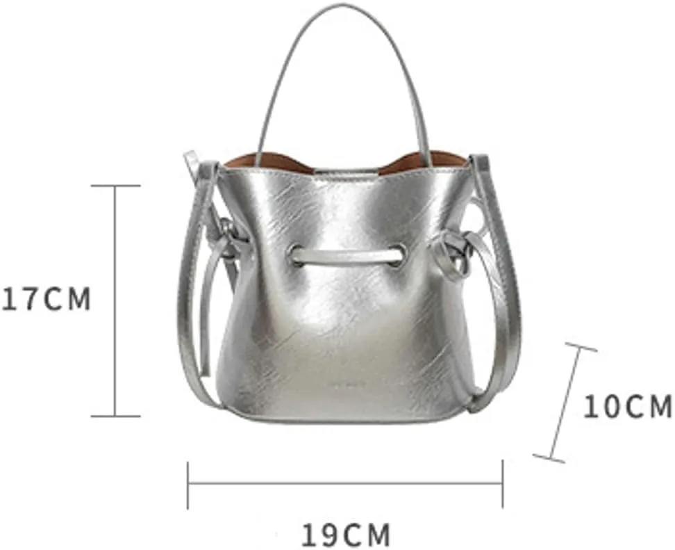 Chic Bucket Purses for Women Small PU Leather Tote Bag 2pcs Shoulder Crossbody Bag Cute Y2K Handbags Satchel