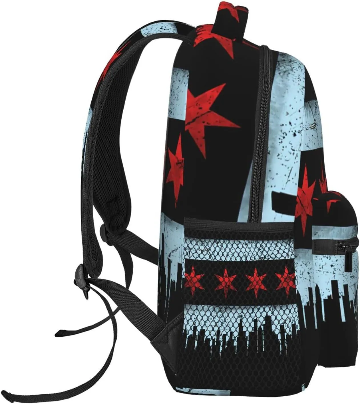 Chicago City Flag Backpacks 15in Laptop Backpack Multipurpose Double Shoulder Bag For Men Women Gifts
