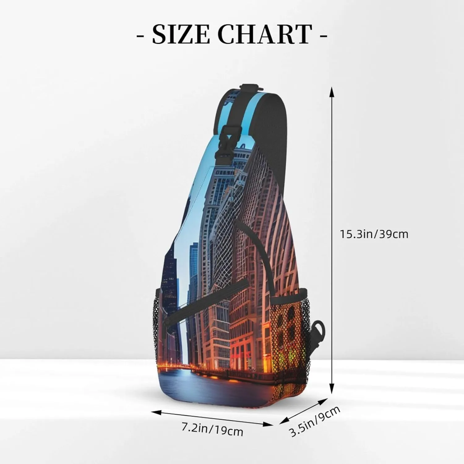 Chicago Illinois Usa Print Sling Backpack, Sling Bag, Crossbody Chest Bag Daypack, for Hiking Travel