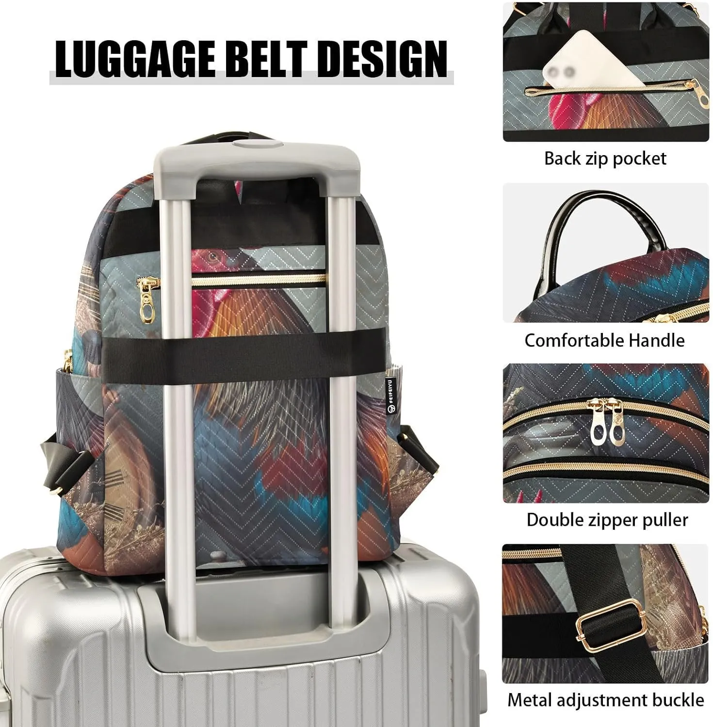 Chicken and Egg Mini Backpack Women's Quilted Small Backpack Purse for Women College Fashion Travel Daypack Shoulder Bag