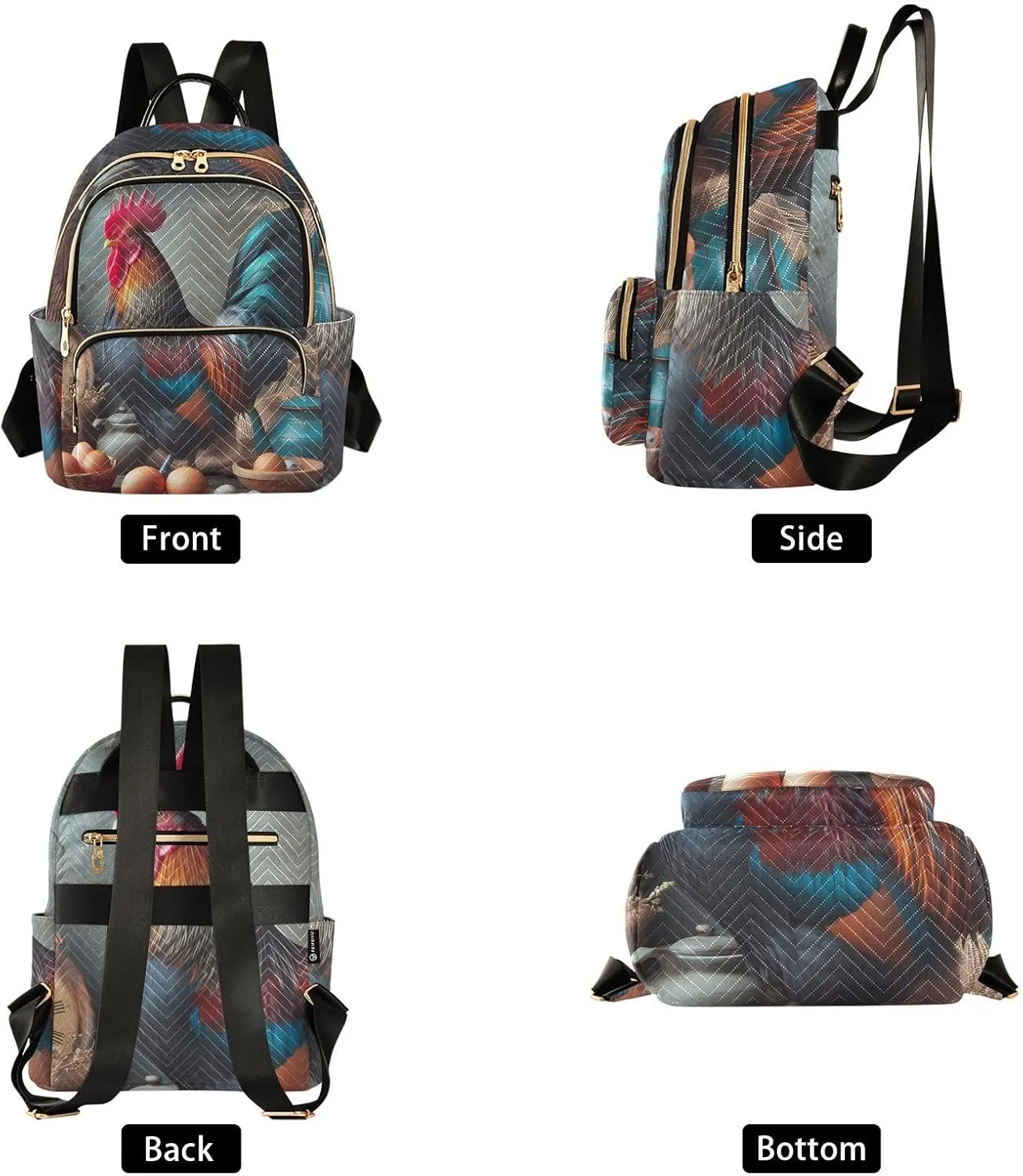 Chicken and Egg Mini Backpack Women's Quilted Small Backpack Purse for Women College Fashion Travel Daypack Shoulder Bag