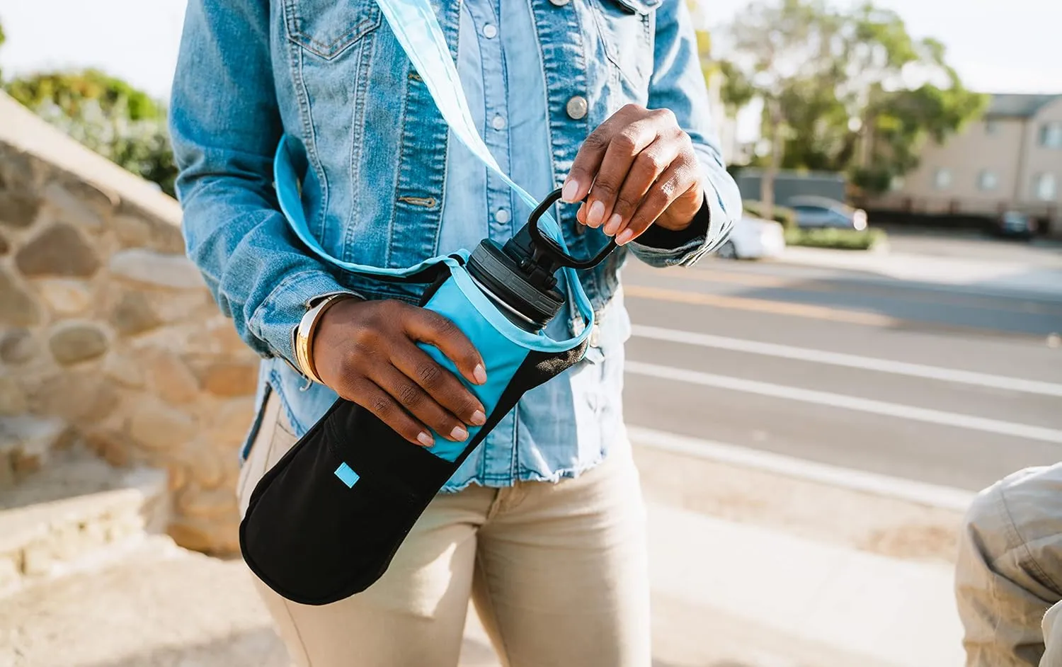 ChicoBag rePETe Water Bottle Sling with Carabiner Clip | Recycled Water Bottle Carrier with Strap | Eco Friendly | (Pack of 2)
