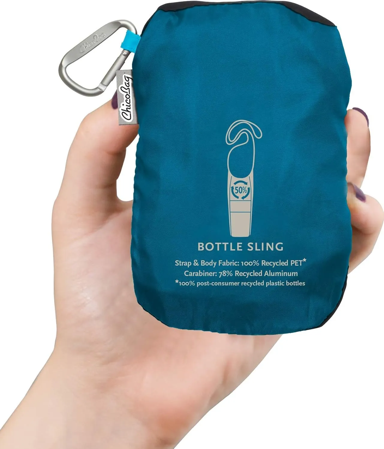 ChicoBag rePETe Water Bottle Sling with Carabiner Clip | Recycled Water Bottle Carrier with Strap | Eco Friendly | (Pack of 2)