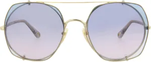 Chloe Sunglasses 2-in-1 Clip-on Eyewear with Round/Oval Metal Frame 56mm Lens